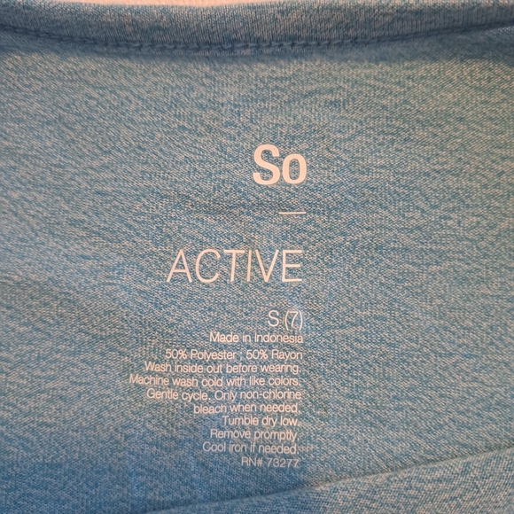 So Active girls size 7 short sleeve blue shirt, knot front bottom, New - Picture 2 of 4